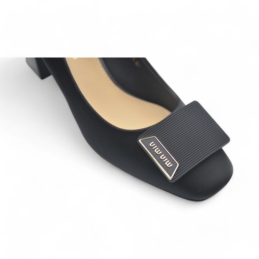 Giày Cao Gót TGG A678-1 Da Lụa Màu Đen Size 37