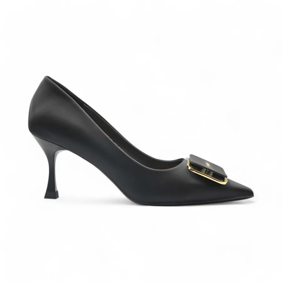Giày Cao Gót TGG M912-19 Da Lụa Minmin Màu Đen Size 35