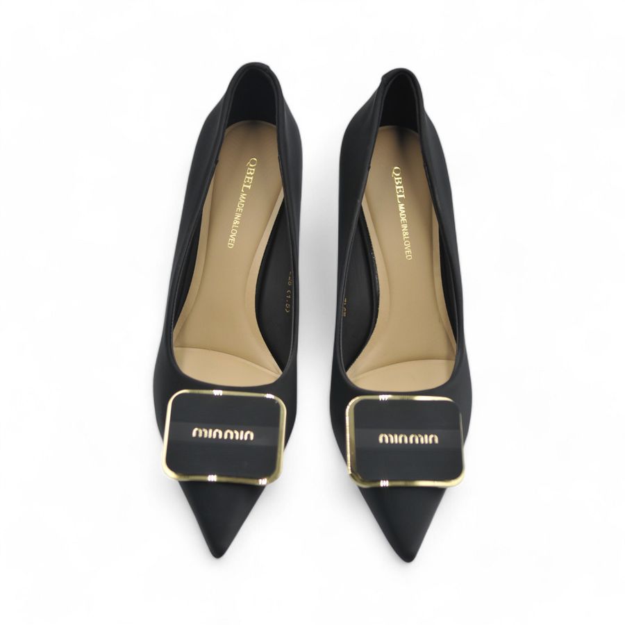 Giày Cao Gót TGG M912-19 Da Lụa Minmin Màu Đen Size 38