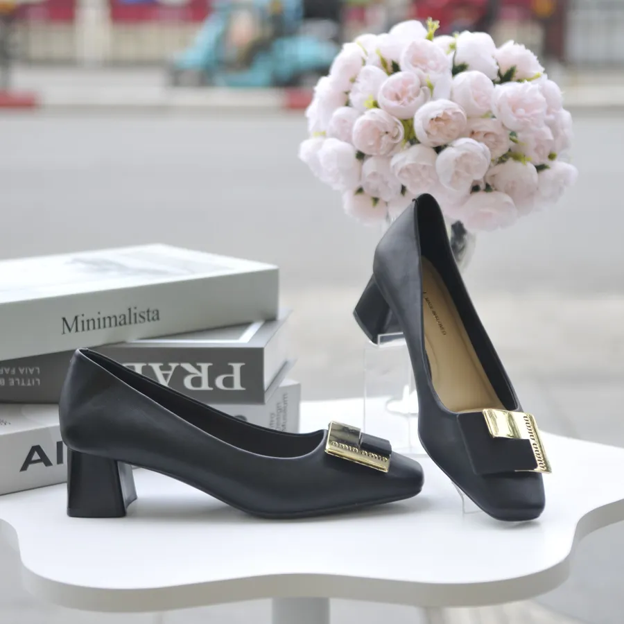 Giày Cao Gót TGG M998-30 Da Lì Màu Đen Size 35
