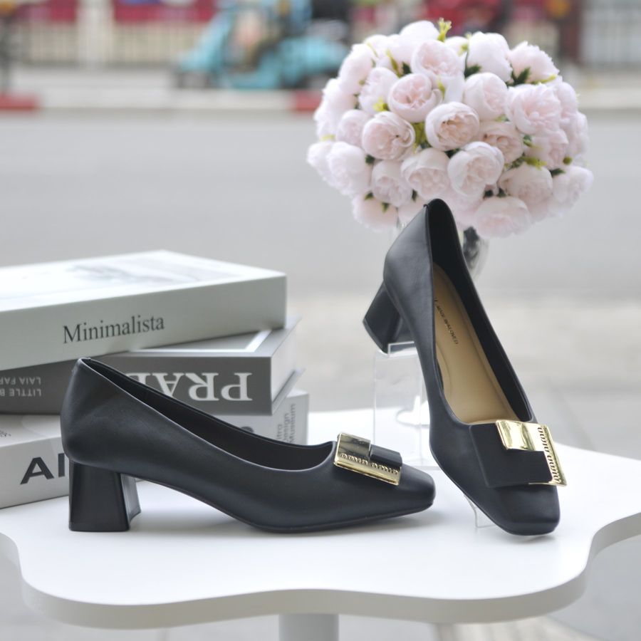 Giày Cao Gót TGG M998-30 Da Lì Màu Đen Size 39