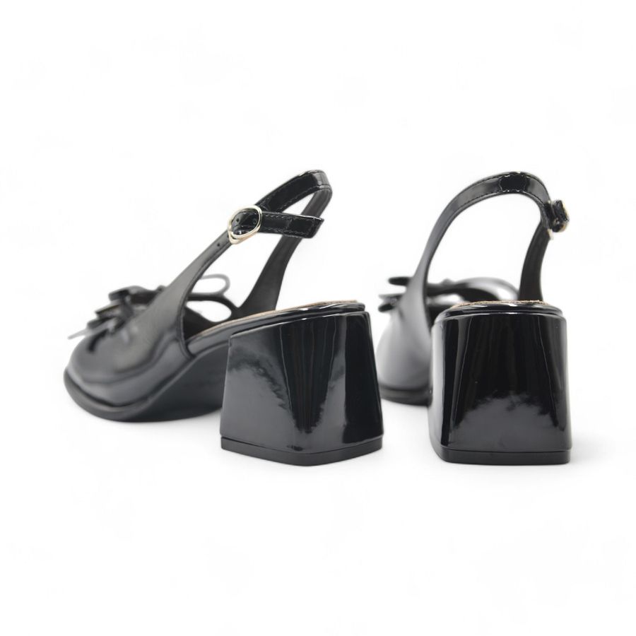 Giày hở gót TGG 163-1 Da Bóng Màu Đen Size 37