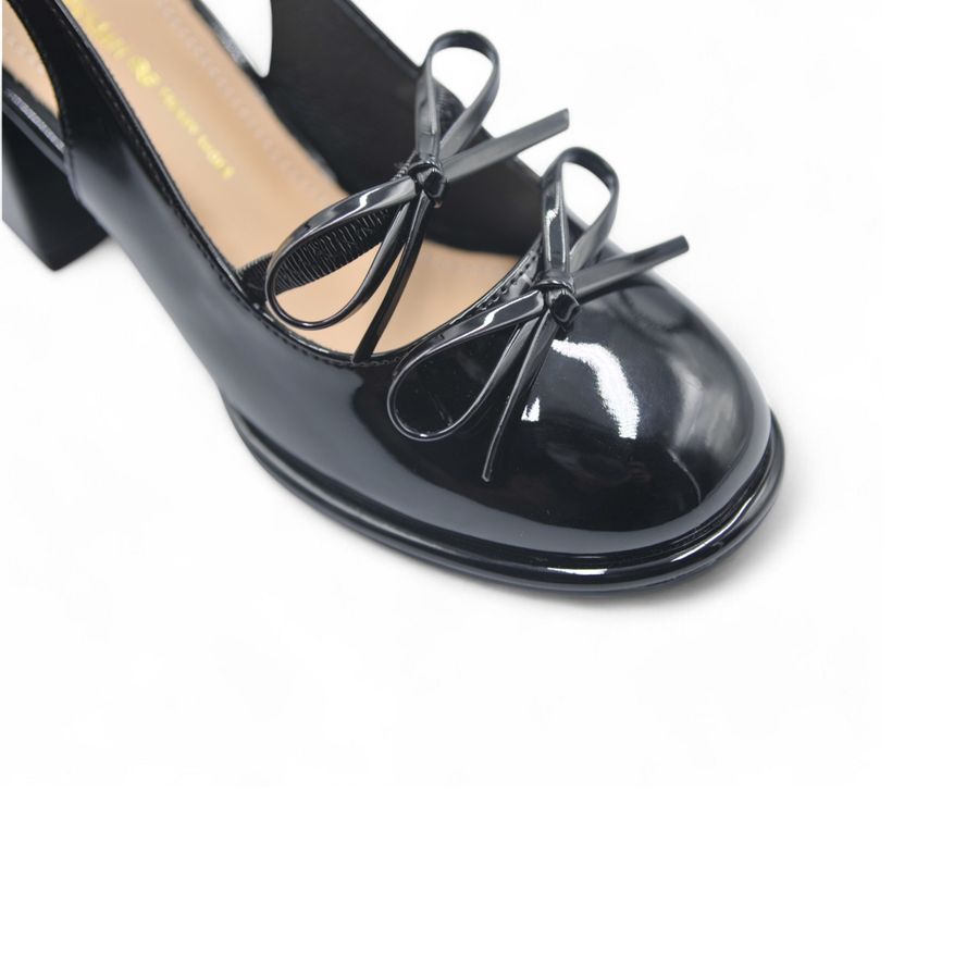 Giày hở gót TGG 163-1 Da Bóng Màu Đen Size 37