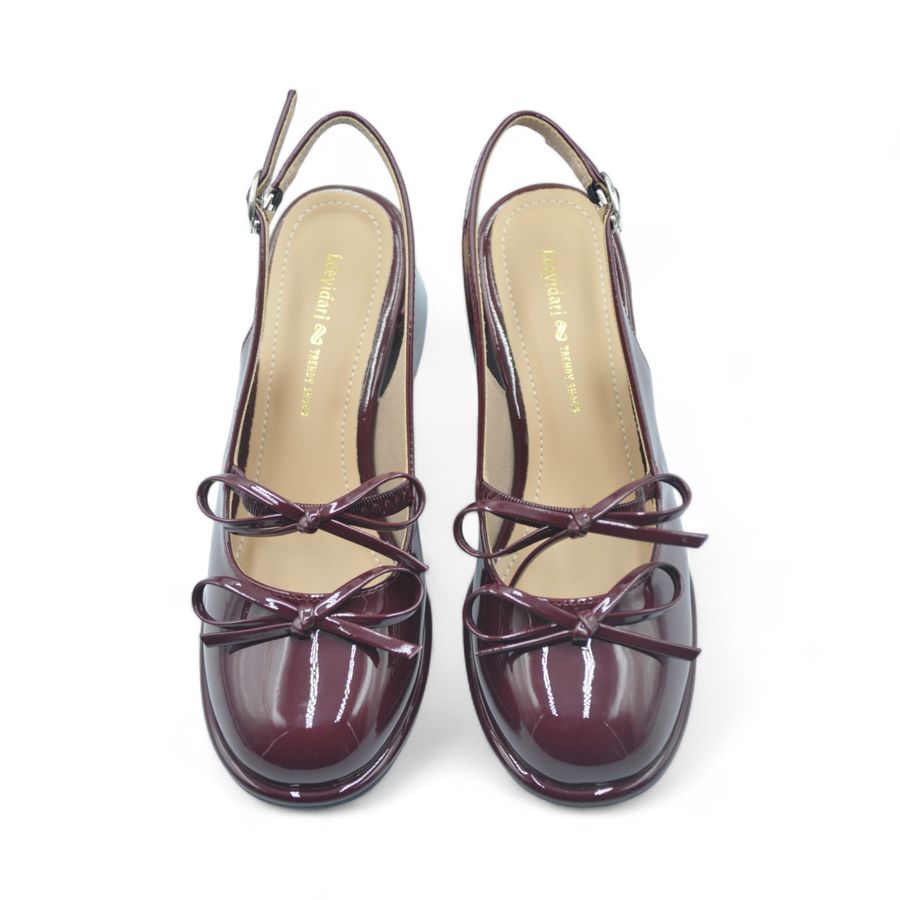 Giày hở gót TGG 163-1 Da Bóng Màu Đỏ Size 35