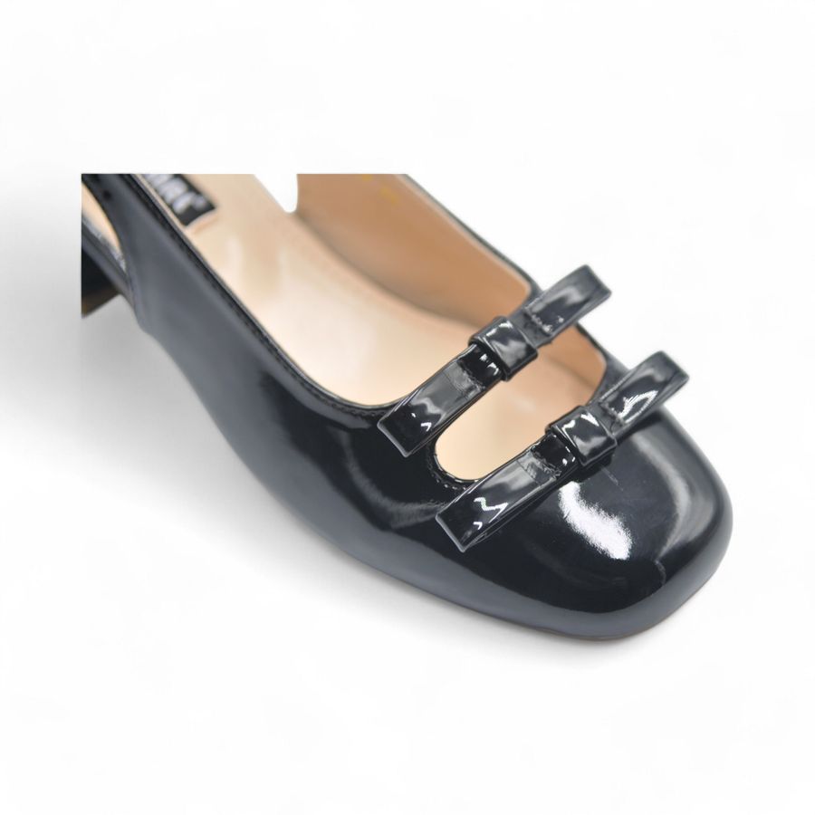 Giày Hở Gót TGG 616-129 Da Bóng Màu Đen Size 37