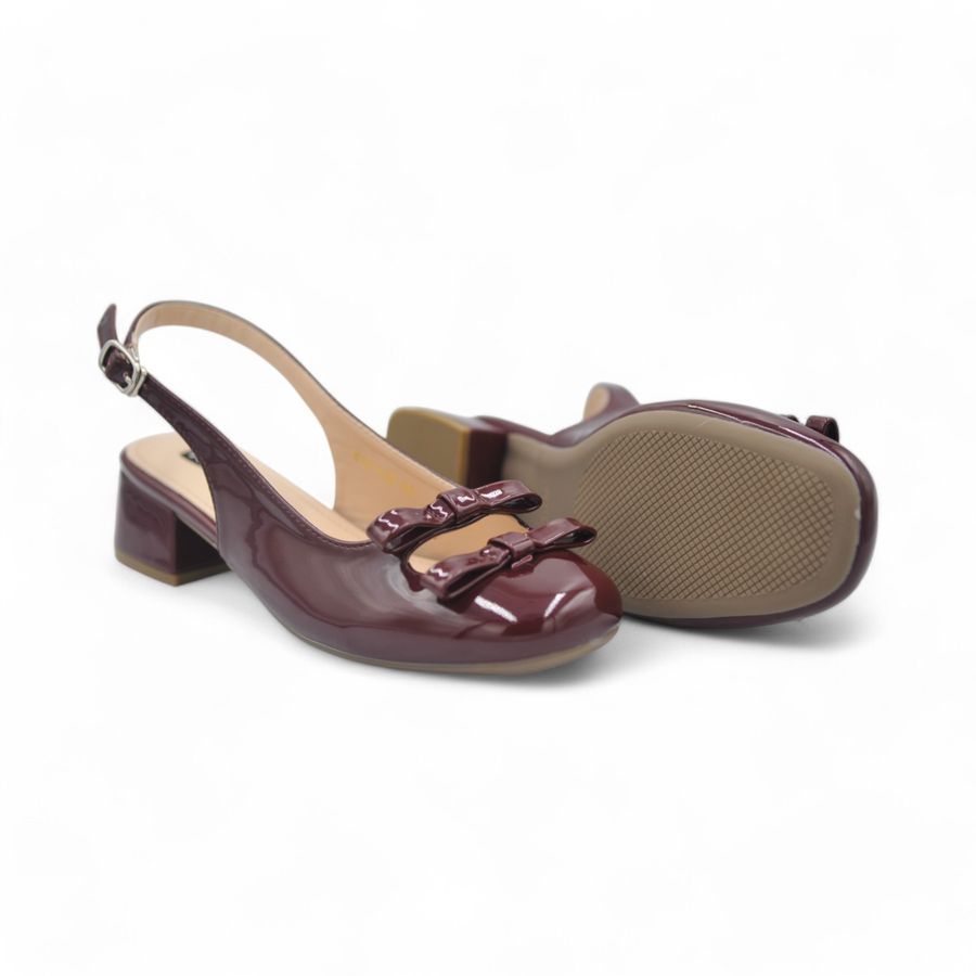 Giày Hở Gót TGG 616-129 Màu Đỏ Da Bóng Size 35