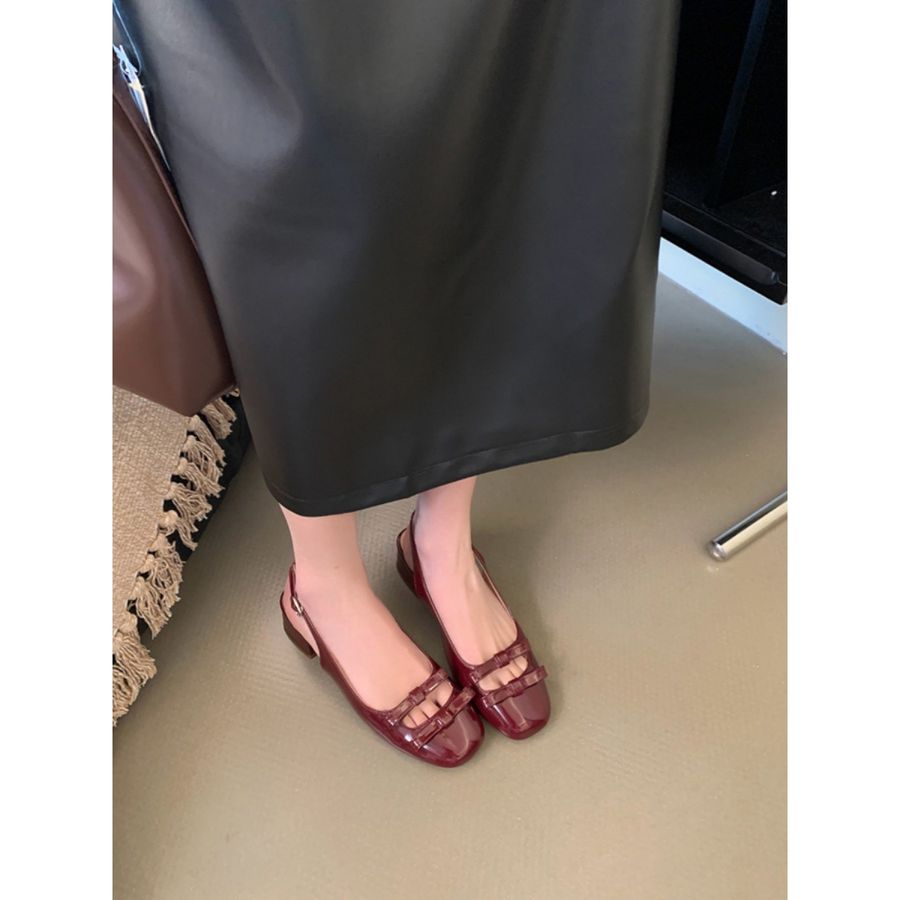 Giày Hở Gót TGG 616-129 Màu Đỏ Da Bóng Size 36