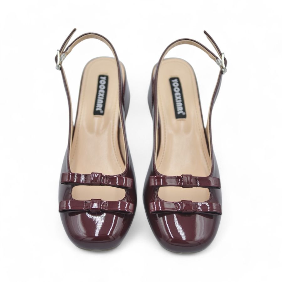 Giày Hở Gót TGG 616-129 Màu Đỏ Da Bóng Size 36