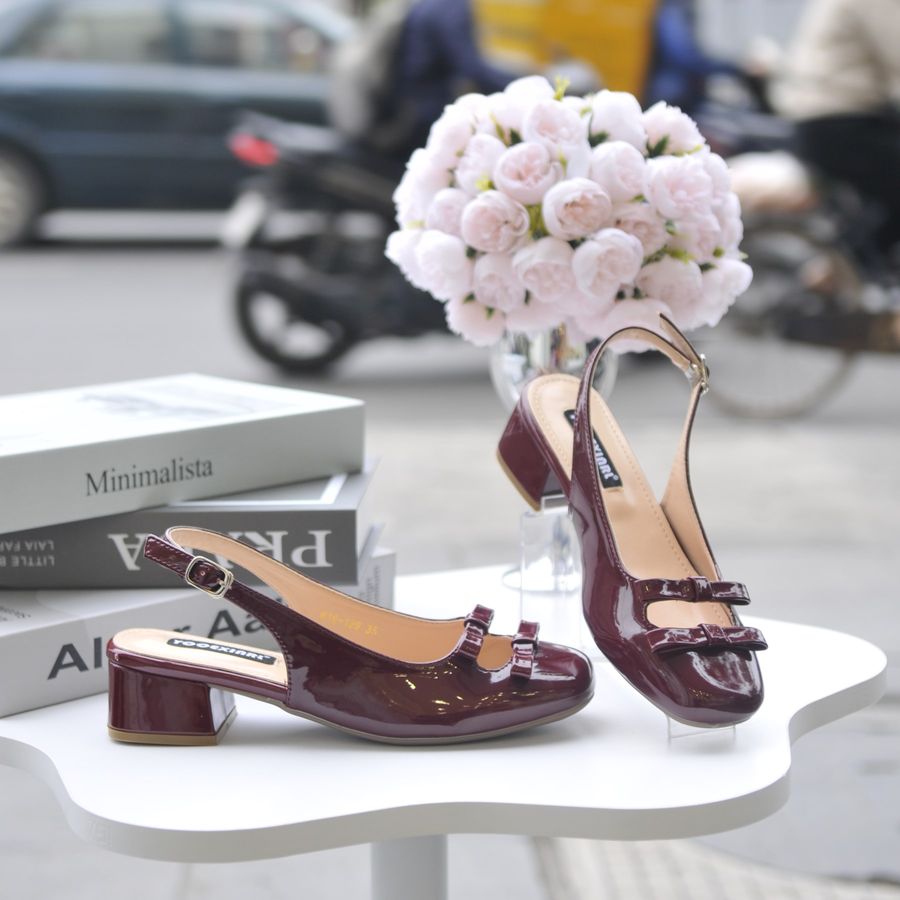 Giày Hở Gót TGG 616-129 Màu Đỏ Da Bóng Size 36