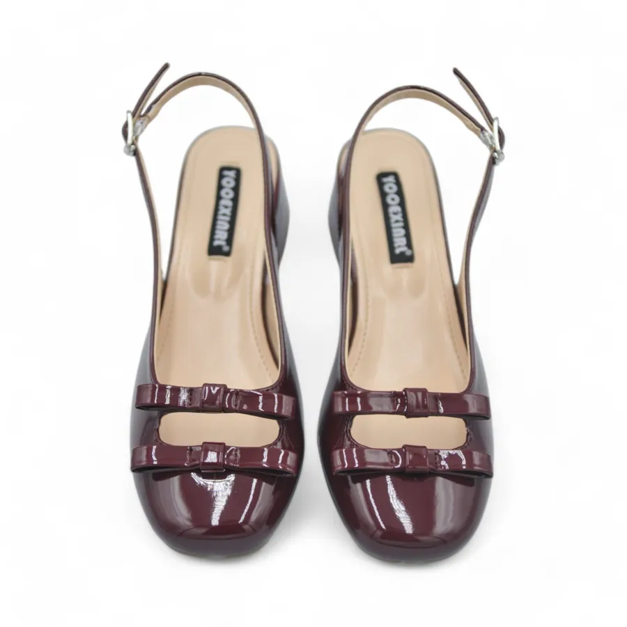 Giày Hở Gót TGG 616-129 Màu Đỏ Da Bóng Size 37