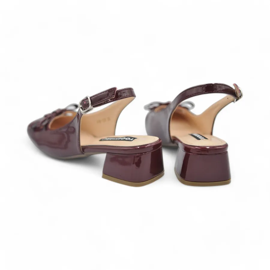 Giày Hở Gót TGG 616-129 Màu Đỏ Da Bóng Size 37