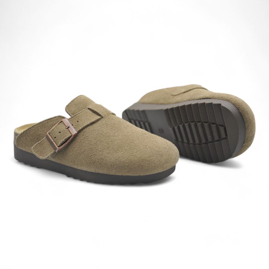 Giày Sục Nữ TGG UN6556-1 Màu Ghi Da Mềm Size 35