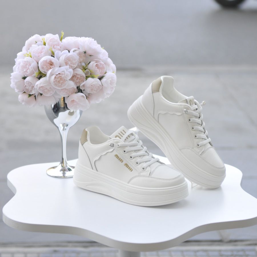 Giày Thể Thao Nữ TGG 8806 Trắng Phối Nâu Size 37