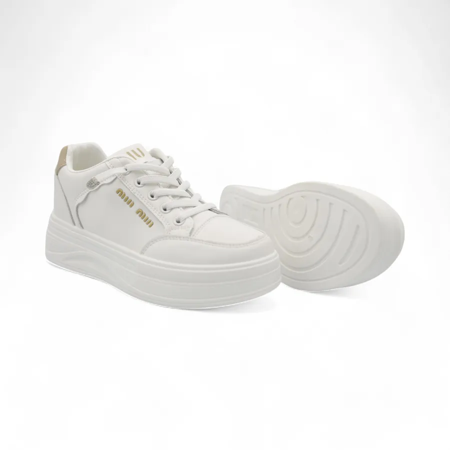 Giày Thể Thao Nữ TGG 8806 Trắng Phối Nâu Size 38