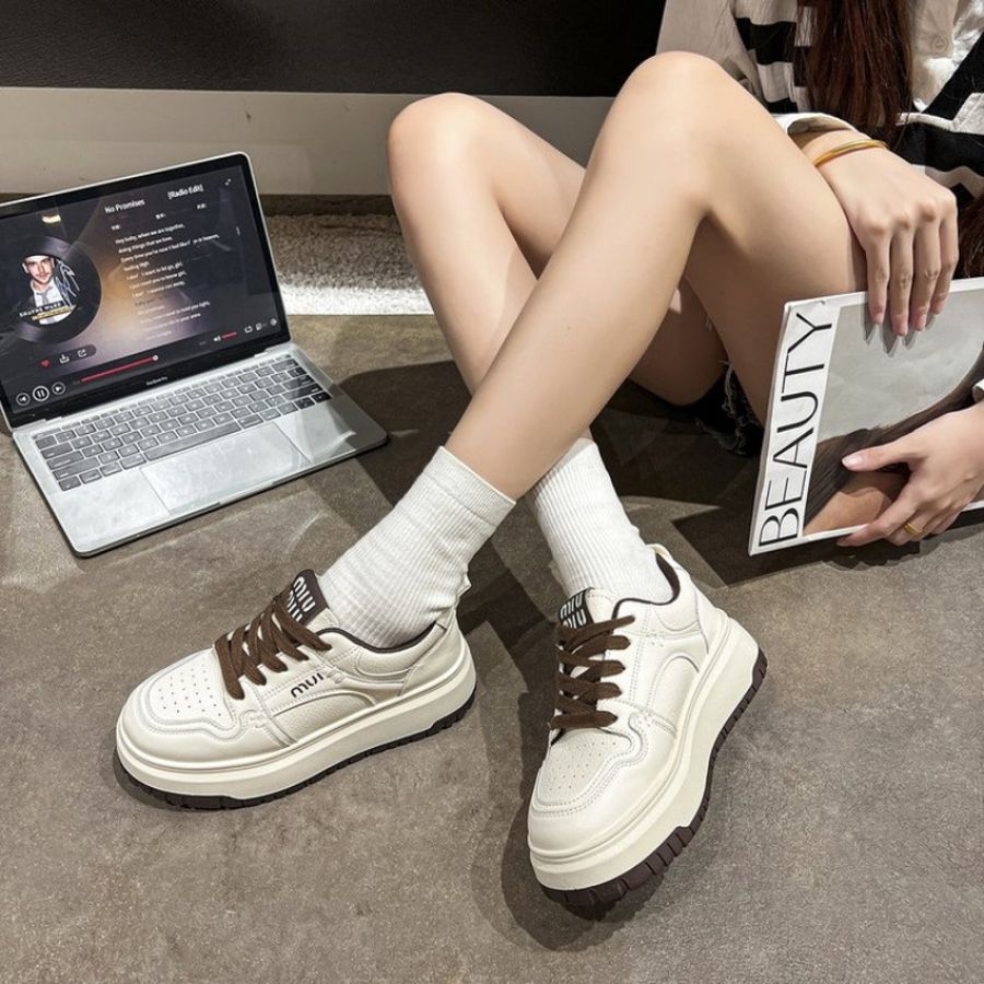 Giày Thể Thao Nữ TGG A302 Màu Trắng Phối Nâu Size 36