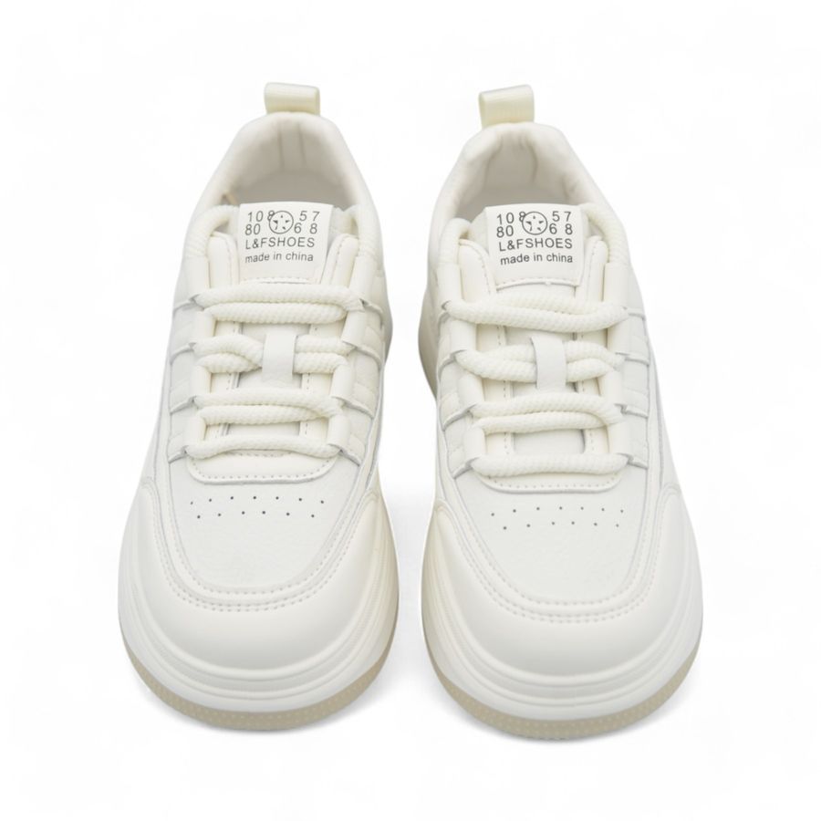 Giày Thể Thao Nữ TGG G701 Màu Trắng Phối Nâu Da Lì Size 40