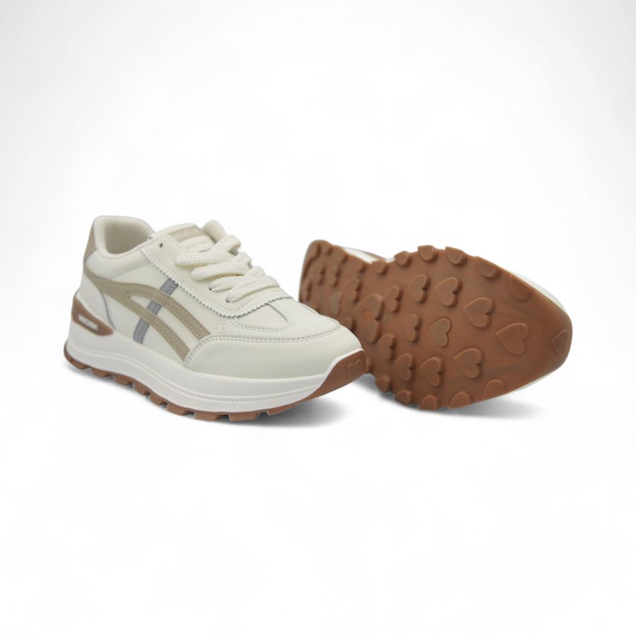 Giày Thể Thao Nữ TGG H2421 Trắng Phối Nâu Size 40