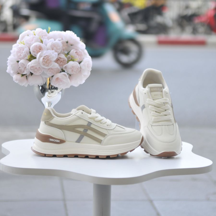 Giày Thể Thao Nữ TGG H2421 Trắng Phối Nâu Size 40