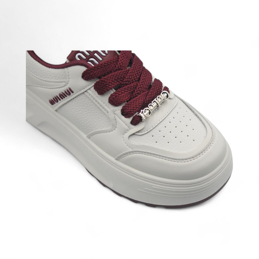 Giày Thể Thao Nữ TGG K833 Đỏ Miu Miu Da Mềm Đế Cao Size 39