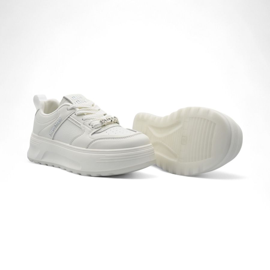 Giày Thể Thao Nữ TGG K833 Màu Trắng Da Mềm Size 38