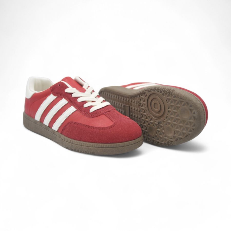 Giày Thể Thao Nữ TGG M002 Màu Đỏ Phối Sọc Trắng Size 39