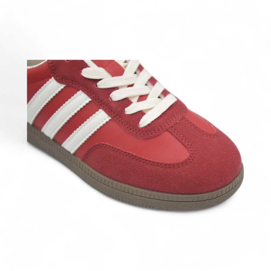 Giày Thể Thao Nữ TGG M002 Màu Đỏ Phối Sọc Trắng Size 39