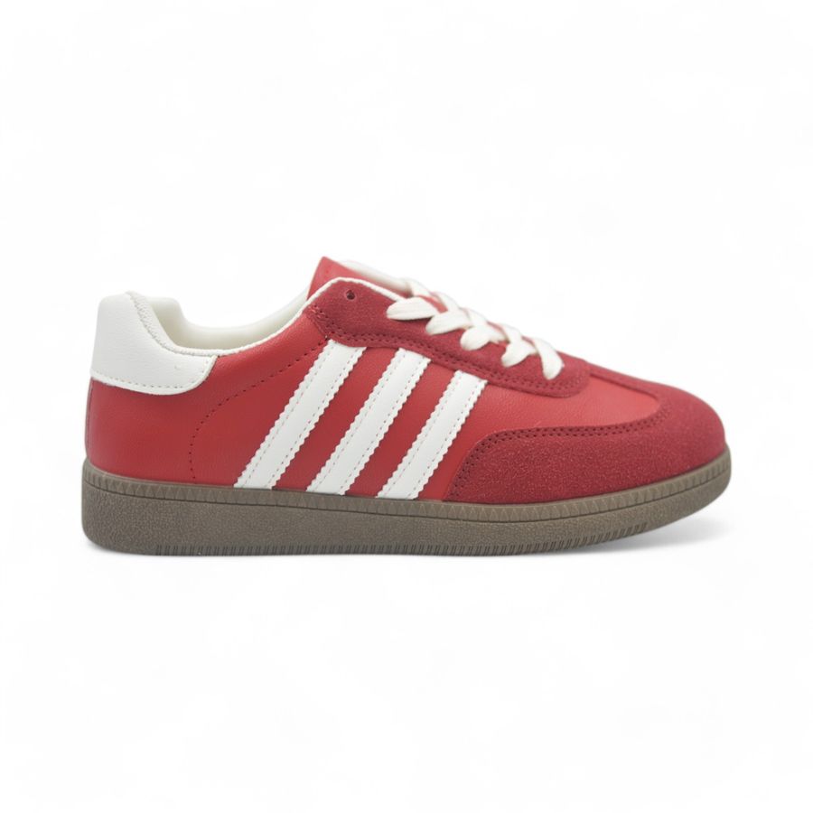 Giày Thể Thao Nữ TGG M002 Màu Đỏ Phối Sọc Trắng Size 39