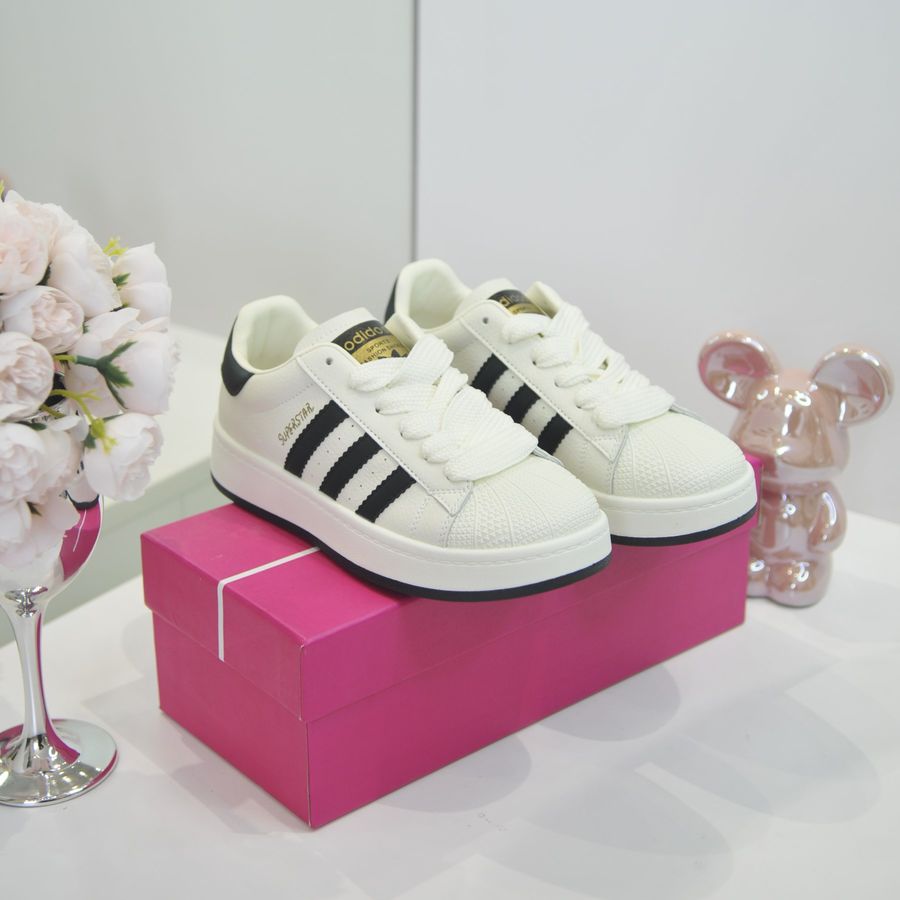 Giày Thể Thao Nữ TGG Q009 Superstar Màu Trắng Phối Đen Size 36