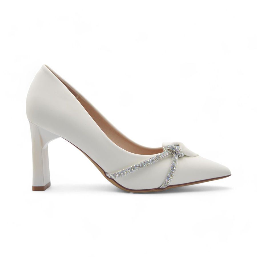 Giày Cao Gót Nữ TGG 8138-15 Màu Trắng Da Lụa Size 37