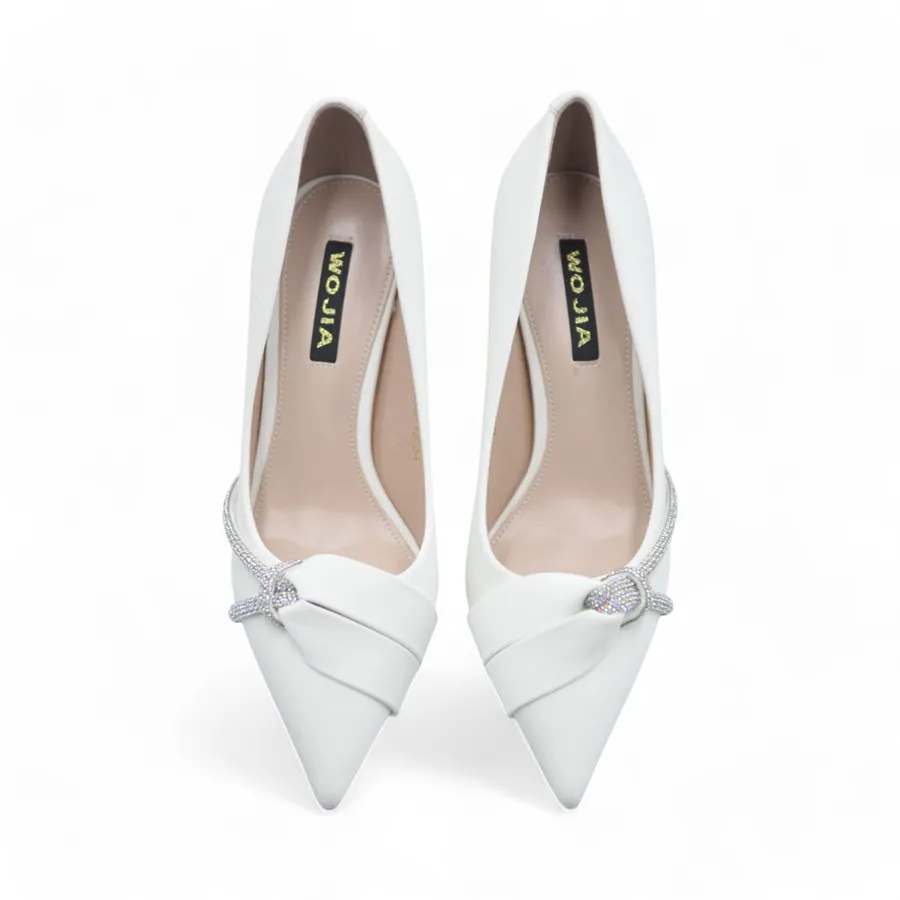 Giày Cao Gót Nữ TGG 8138-15 Màu Trắng Da Lụa Size 37