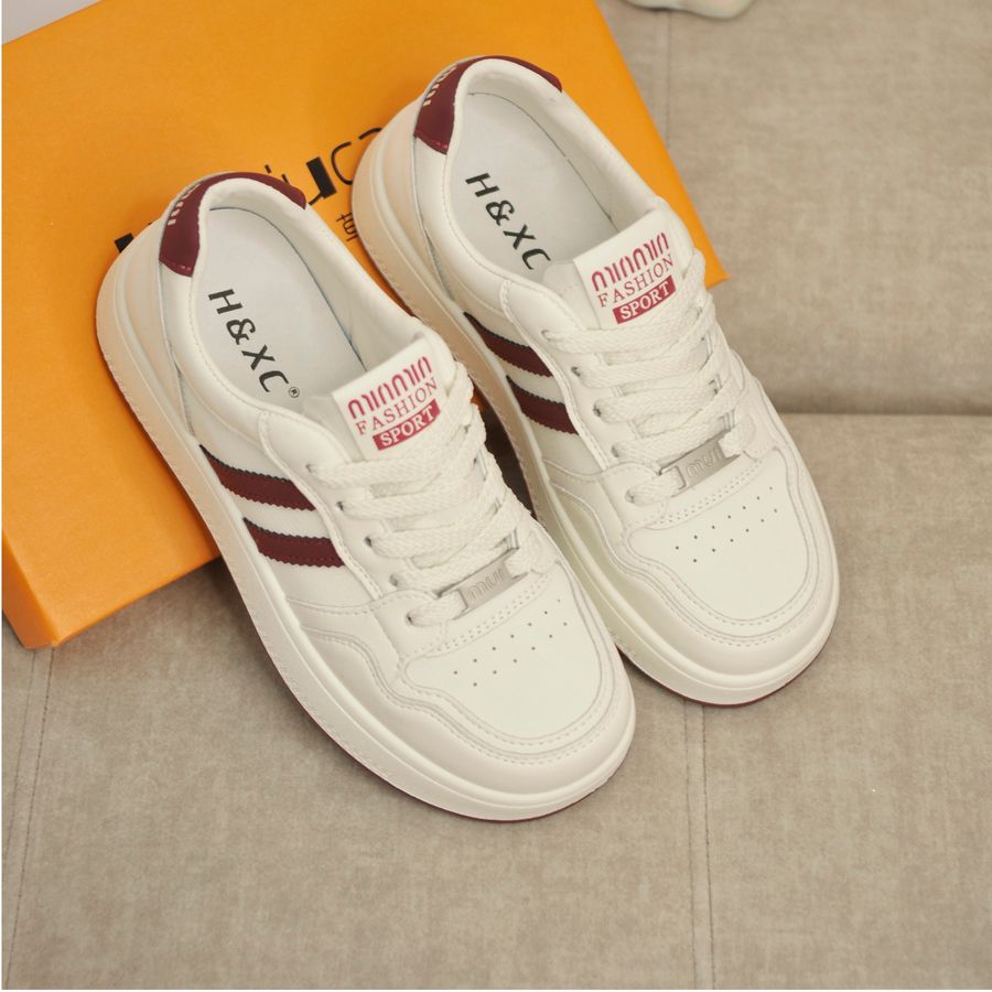 Giày Thể Thao Nữ TGG 636 Sọc Đỏ Đính Charm Size 36
