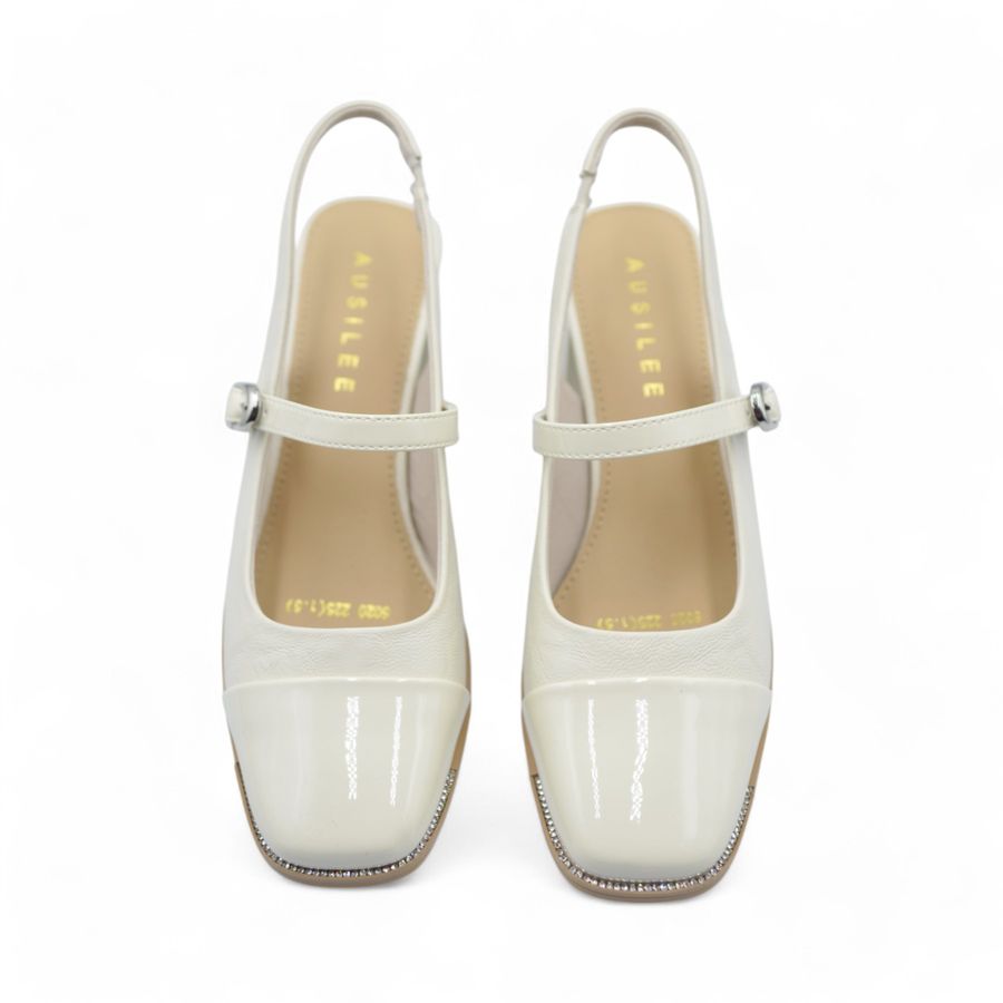 Giày Cao Gót Nữ TGG 5020 Màu Trắng Da Bóng Size 36