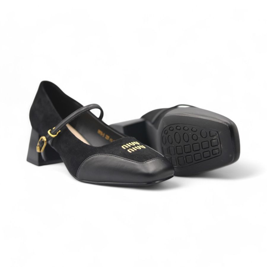 Giày Cao Gót Nữ TGG D970-3 Màu Đen Da Lộn Size 35