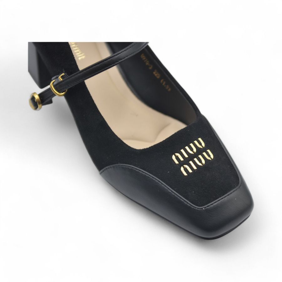 Giày Cao Gót Nữ TGG D970-3 Màu Đen Da Lộn Size 35