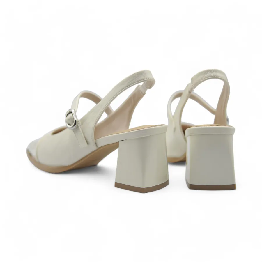 Giày Cao Gót Nữ TGG 5020 Màu Trắng Da Bóng Size 38