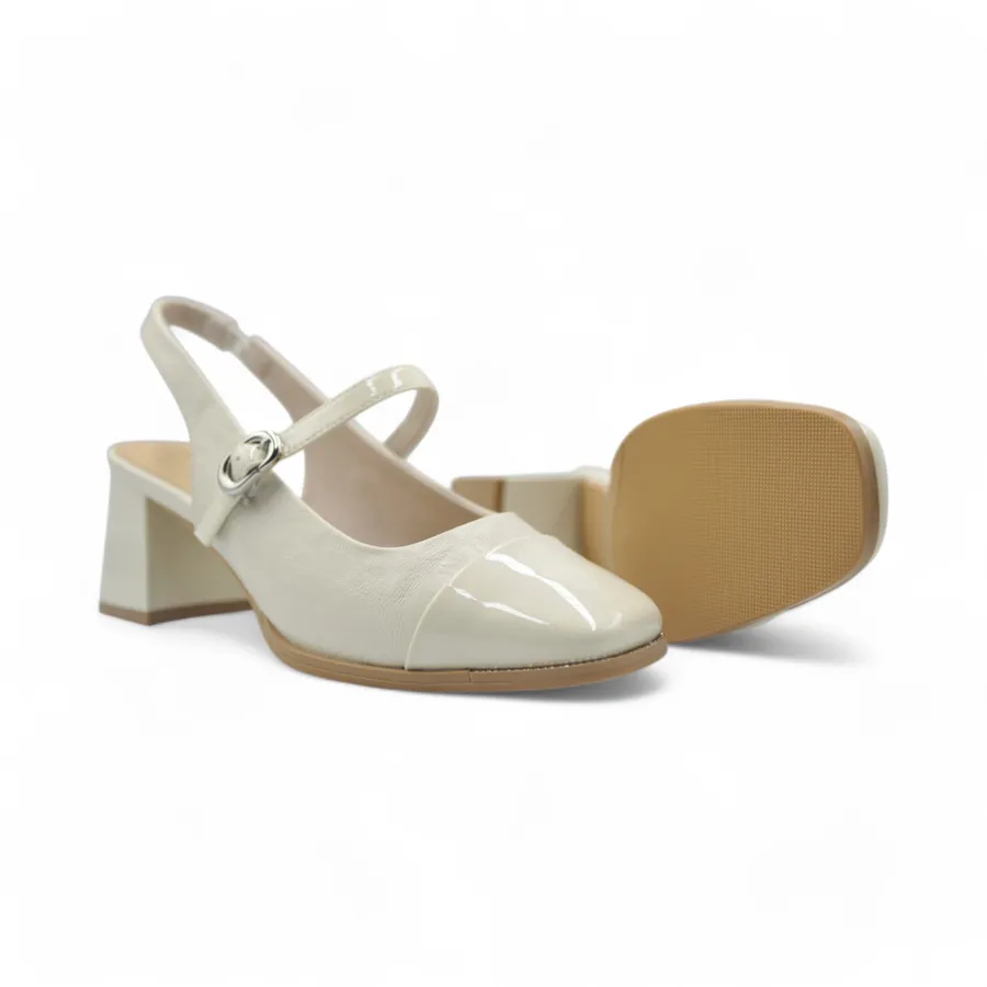 Giày Cao Gót Nữ TGG 5020 Màu Trắng Da Bóng Size 38