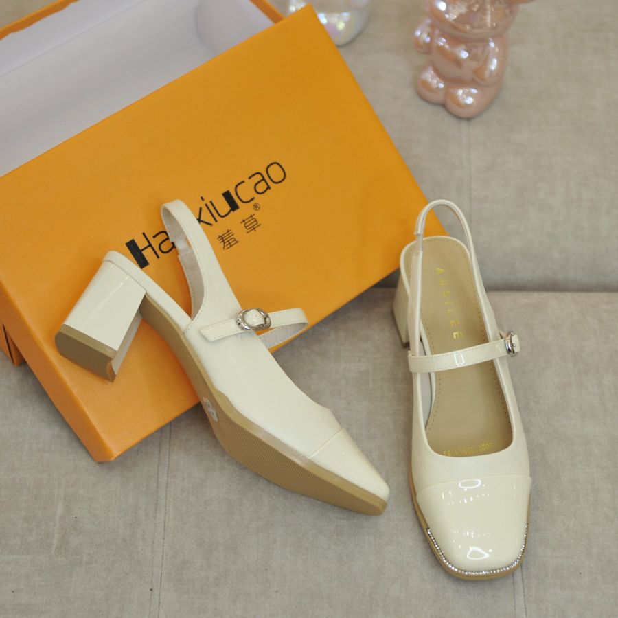 Giày Cao Gót Nữ TGG 5020 Màu Trắng Da Bóng Size 38