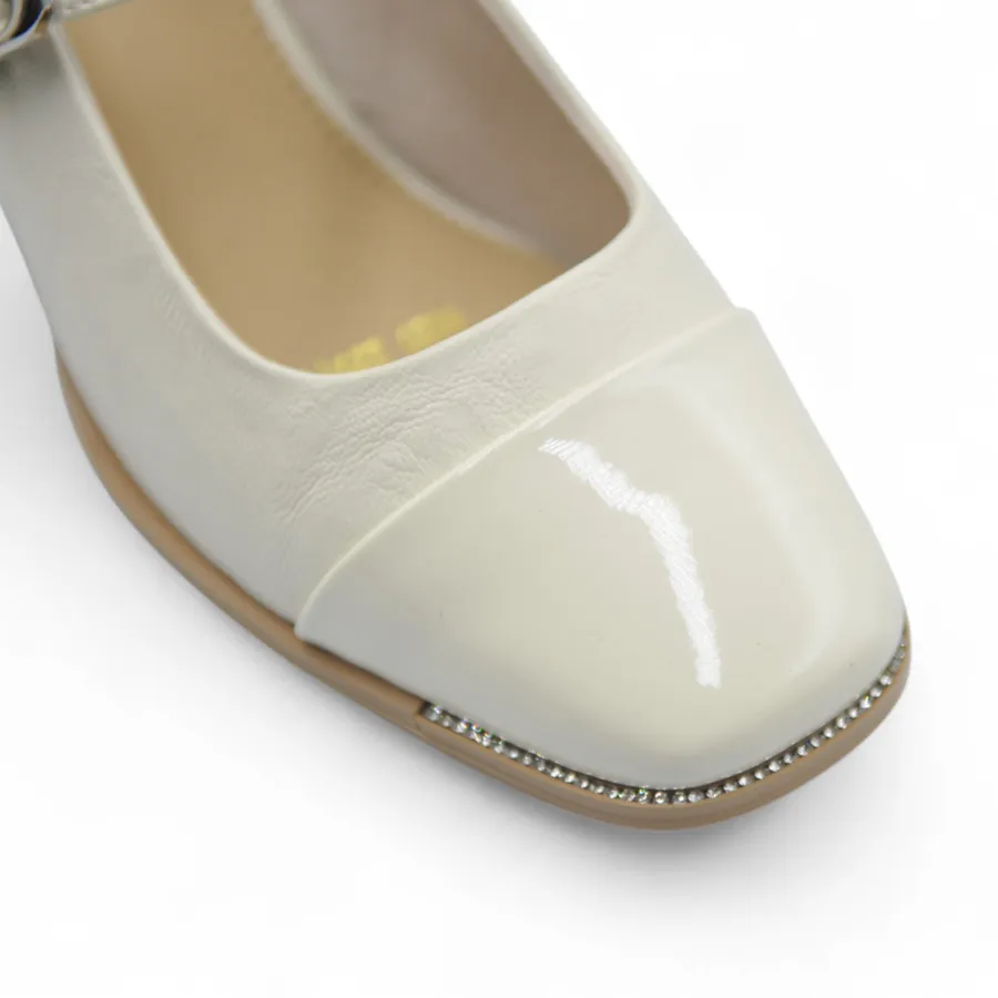 Giày Cao Gót Nữ TGG 5020 Màu Trắng Da Bóng Size 38