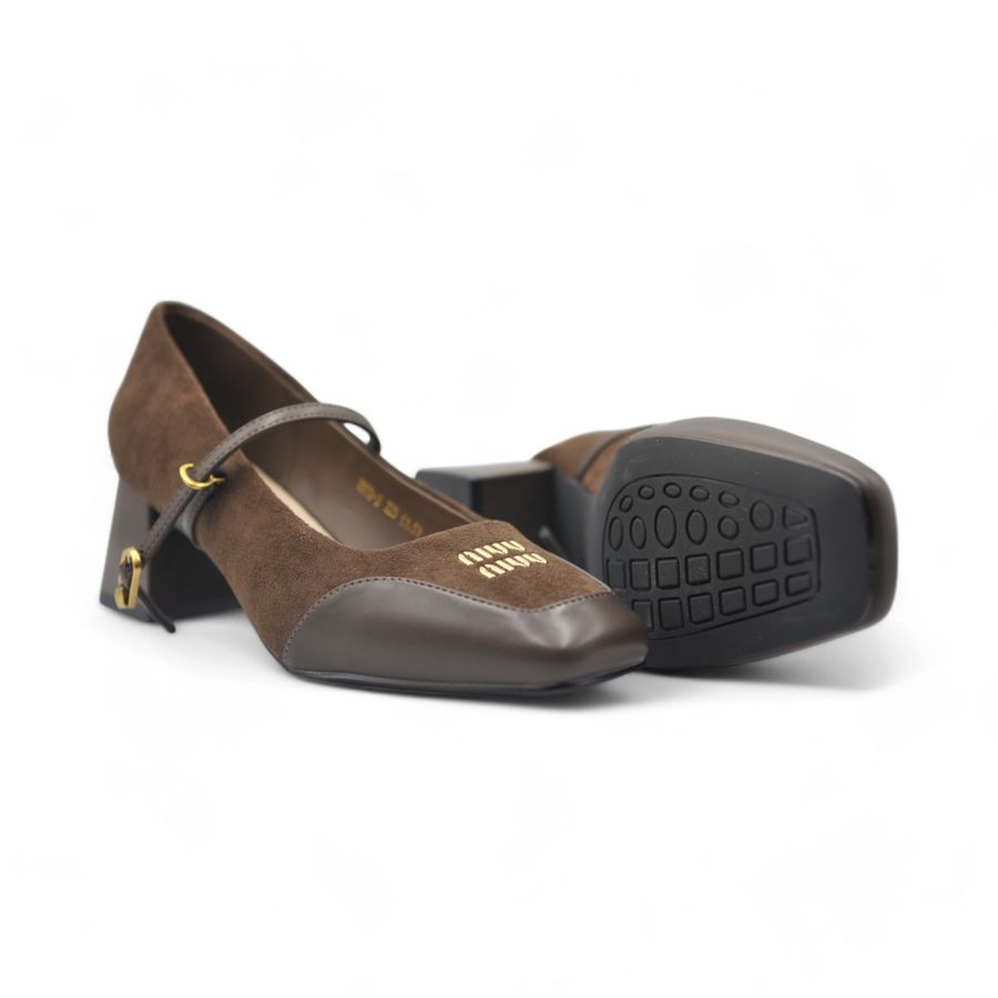 Giày Búp Bê Nữ TGG D970-3 Màu Nâu Da Lộn Size 37
