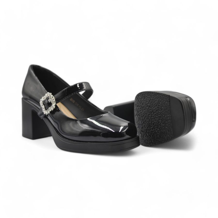 Giày Búp Bê Nữ TGG 2809 Màu Đen Da Bóng Size 36