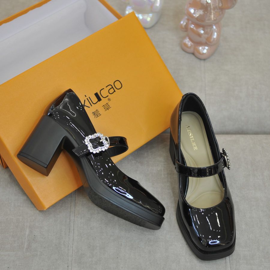 Giày Búp Bê Nữ TGG 2809 Màu Đen Da Bóng Size 36