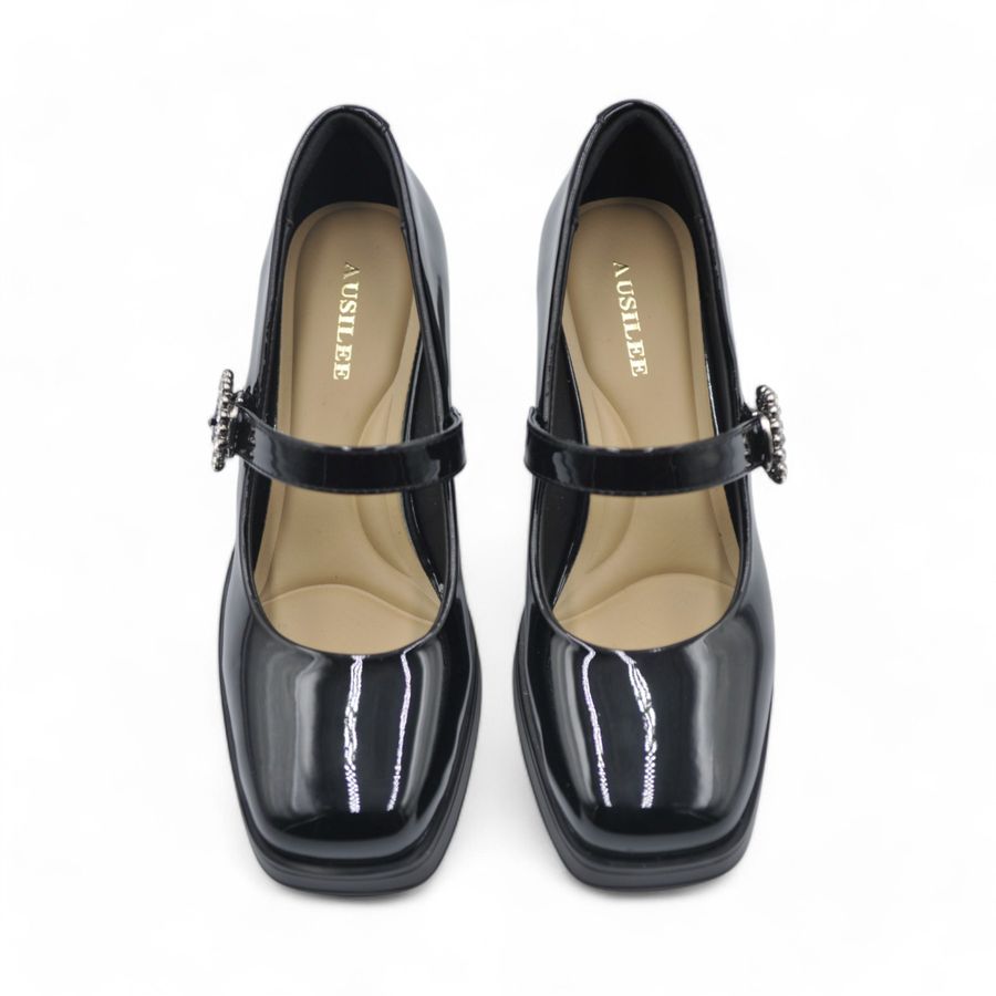Giày Búp Bê Nữ TGG 2809 Màu Đen Da Bóng Size 36