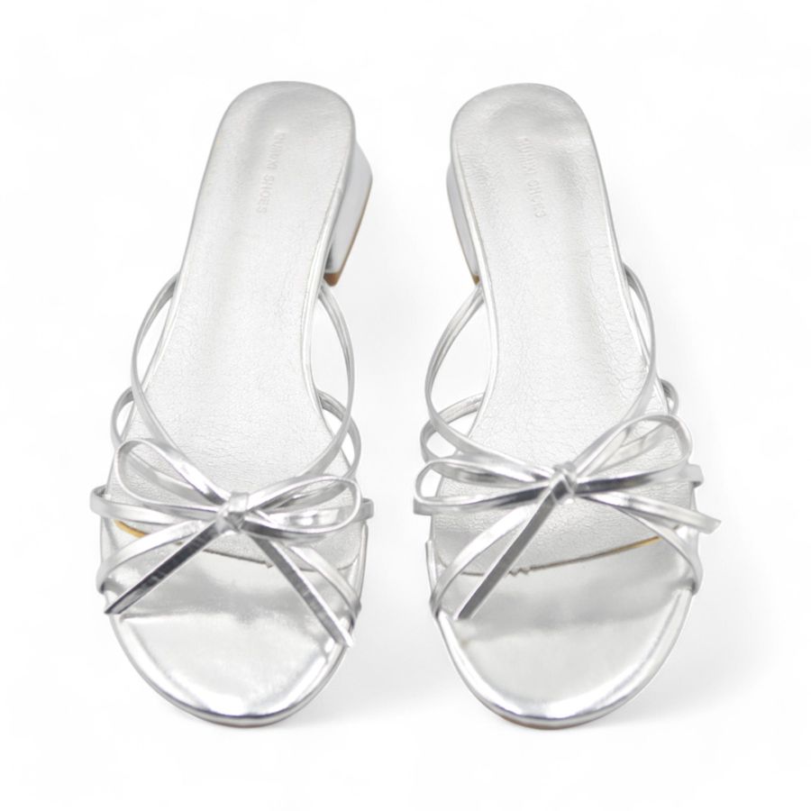 Dép Cao Gót Nữ TGG D1329-1 Màu Bạc Da Mềm Size 37