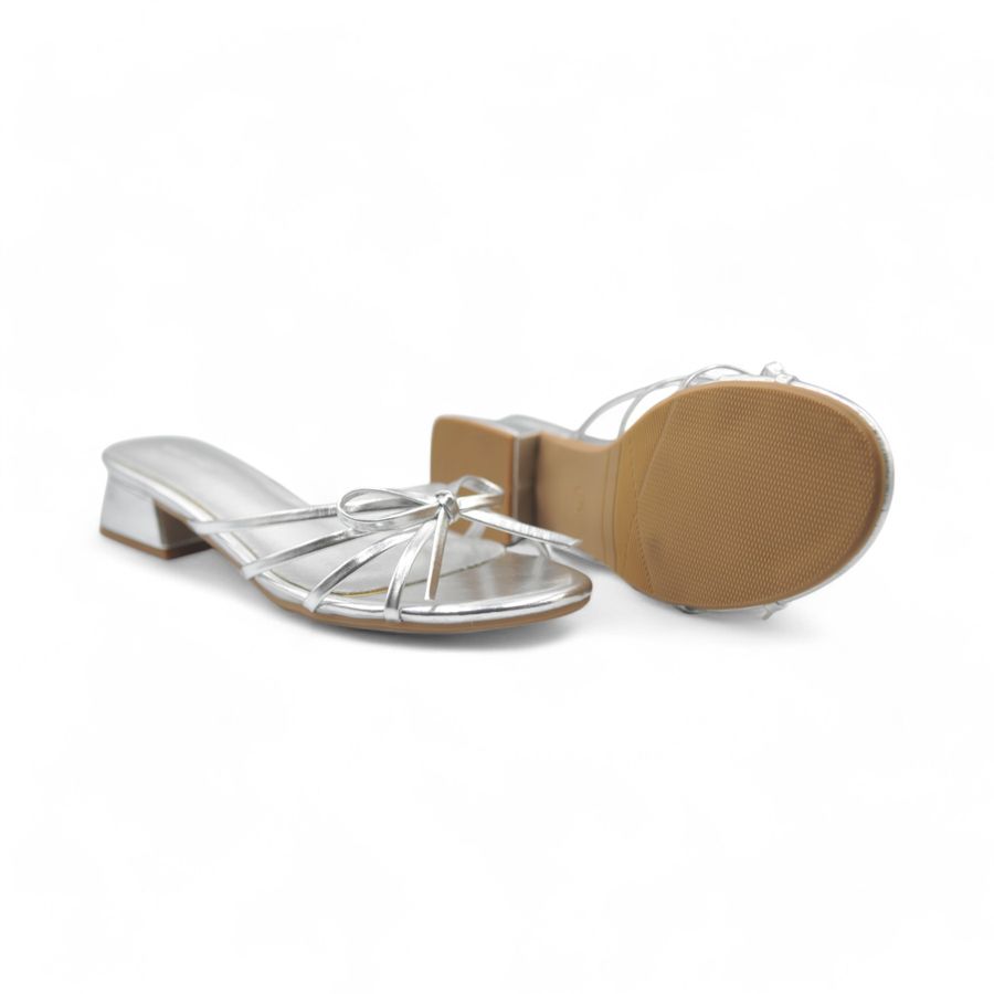 Dép Cao Gót Nữ TGG D1329-1 Màu Bạc Da Mềm Size 39
