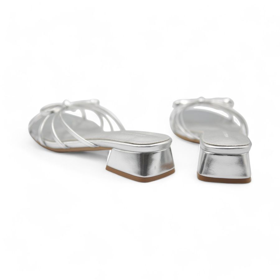 Dép Cao Gót Nữ TGG D1329-1 Màu Bạc Da Mềm Size 39