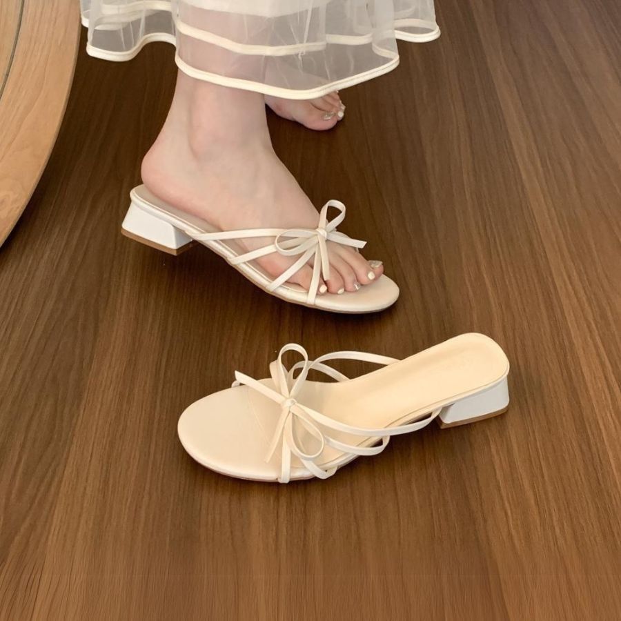 Dép Cao Gót Nữ TGG D1329-1 Màu Be Da Mềm Size 39