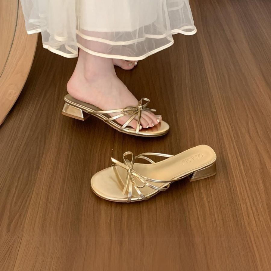 Dép Cao Gót Nữ TGG D1329-1 Màu Vàng Da Mềm Size 35