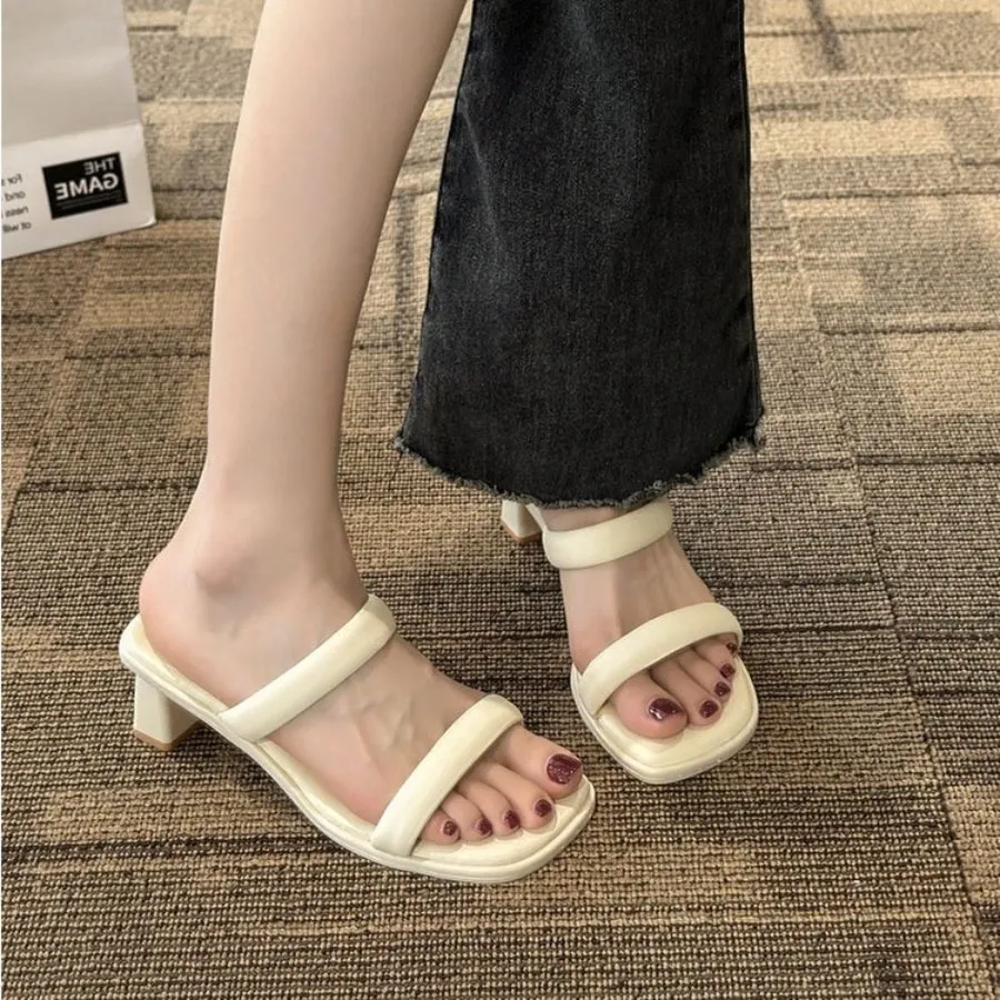 Dép Cao Gót Nữ TGG D1807 Màu Trắng Da Mềm Size 38