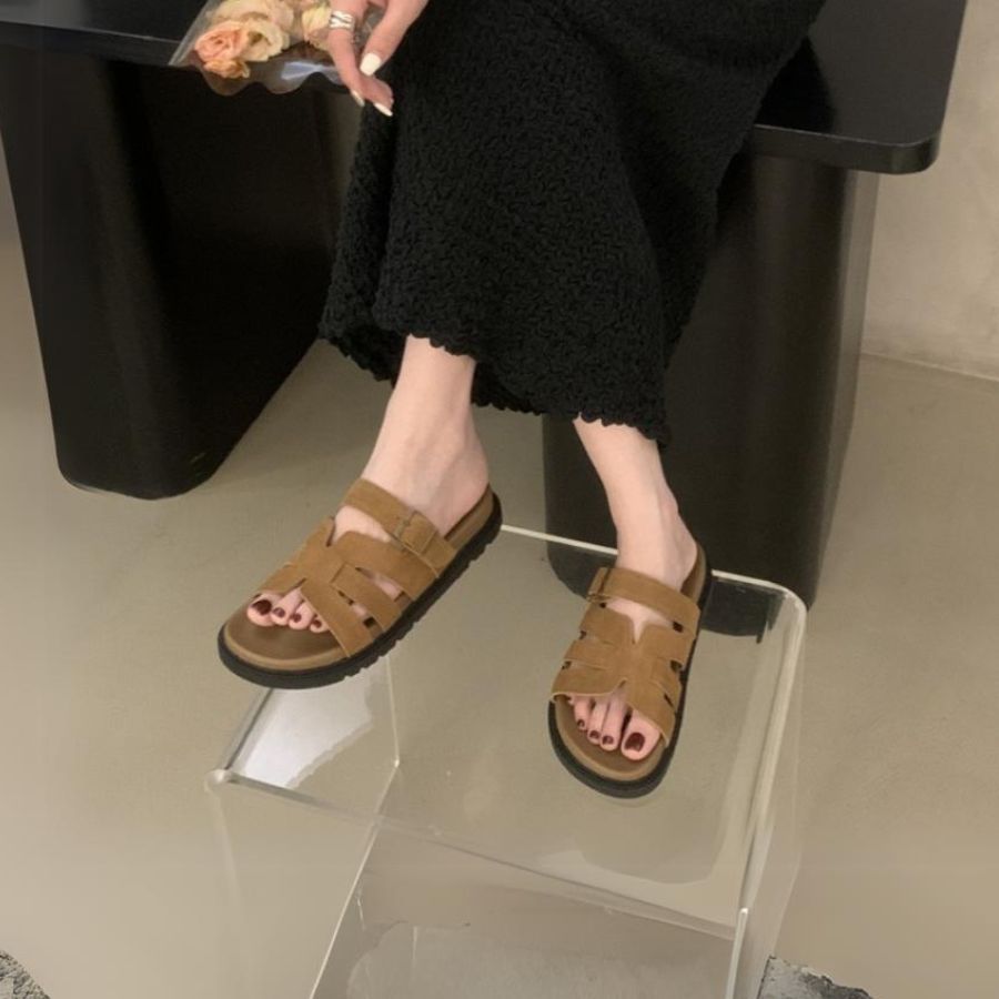 Dép Nữ TGG 550-9 Màu Nâu Da Mềm Size 38