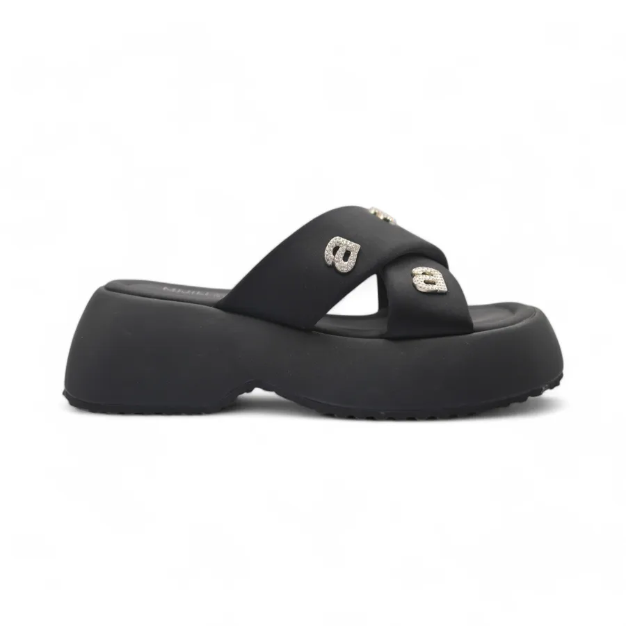 Dép Quai Chéo Nữ TGG D378-16 Màu Đen Da Mềm Size 35